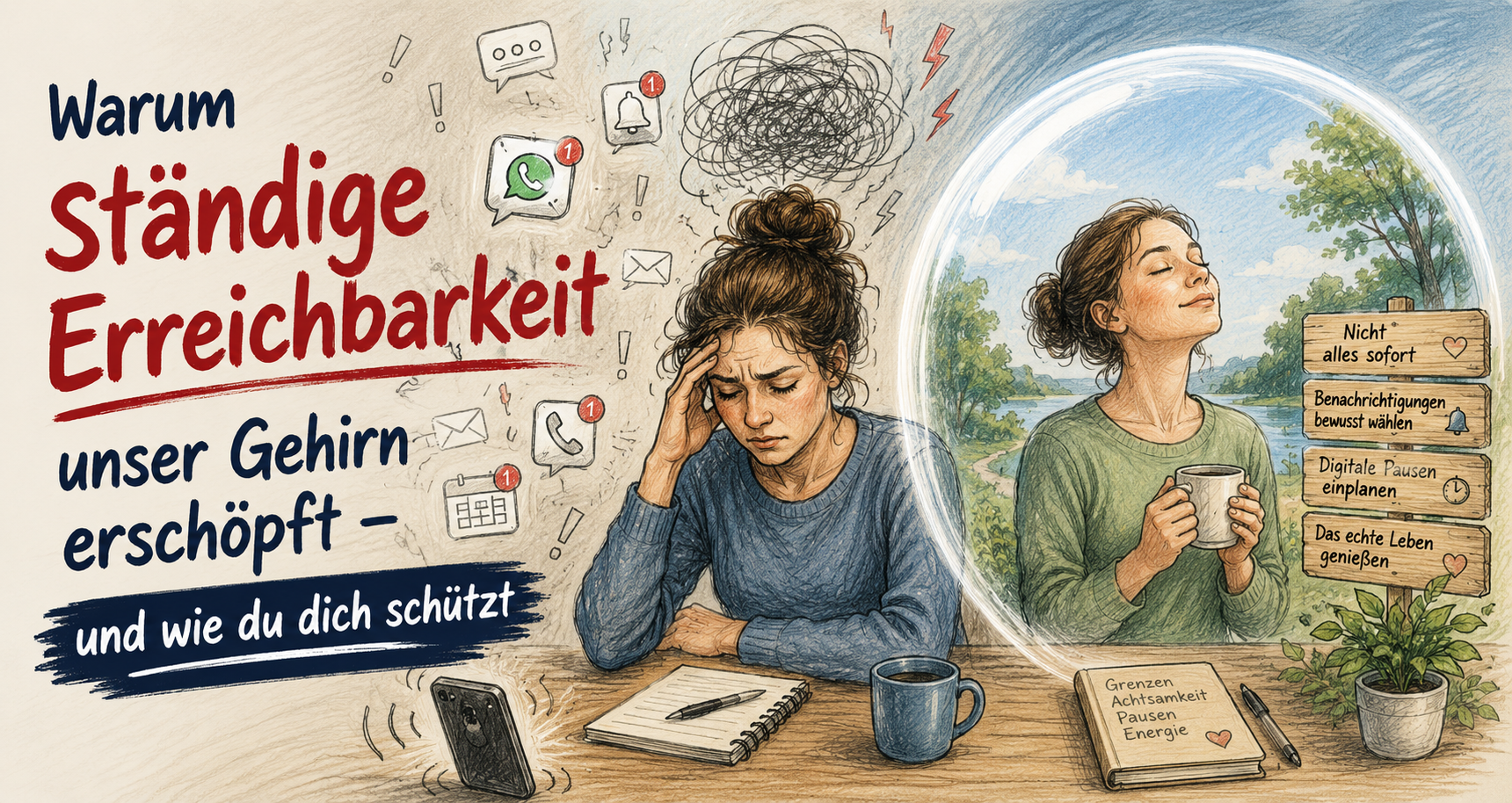 Warum ständige Erreichbarkeit unser Gehirn erschöpft – und wie du dich schützt